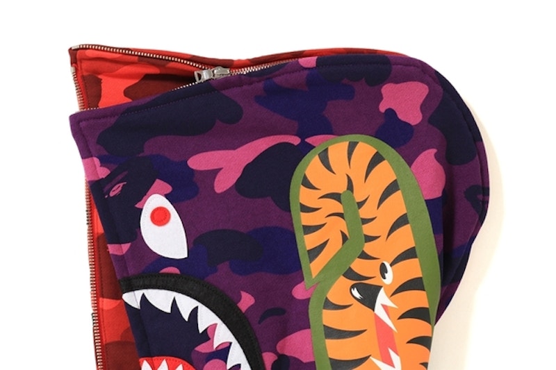 Bape color camo shark full zip hoodie on sale purple