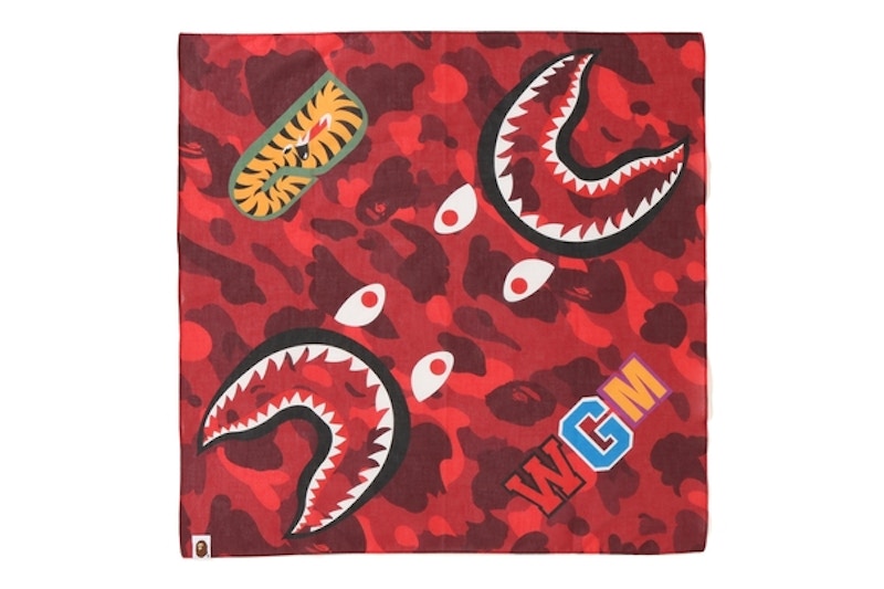 BAPE Color Camo Shark Bandana Red FW18 US