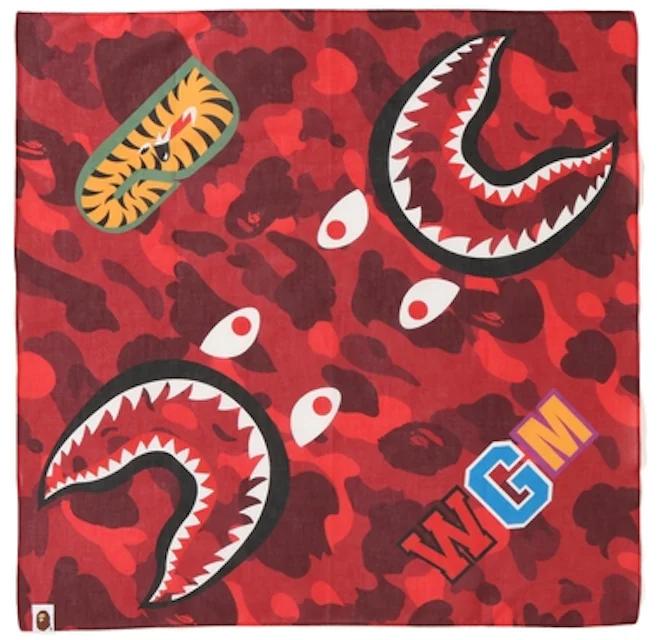 BAPE Color Camo Shark Bandana Red - FW18 - US