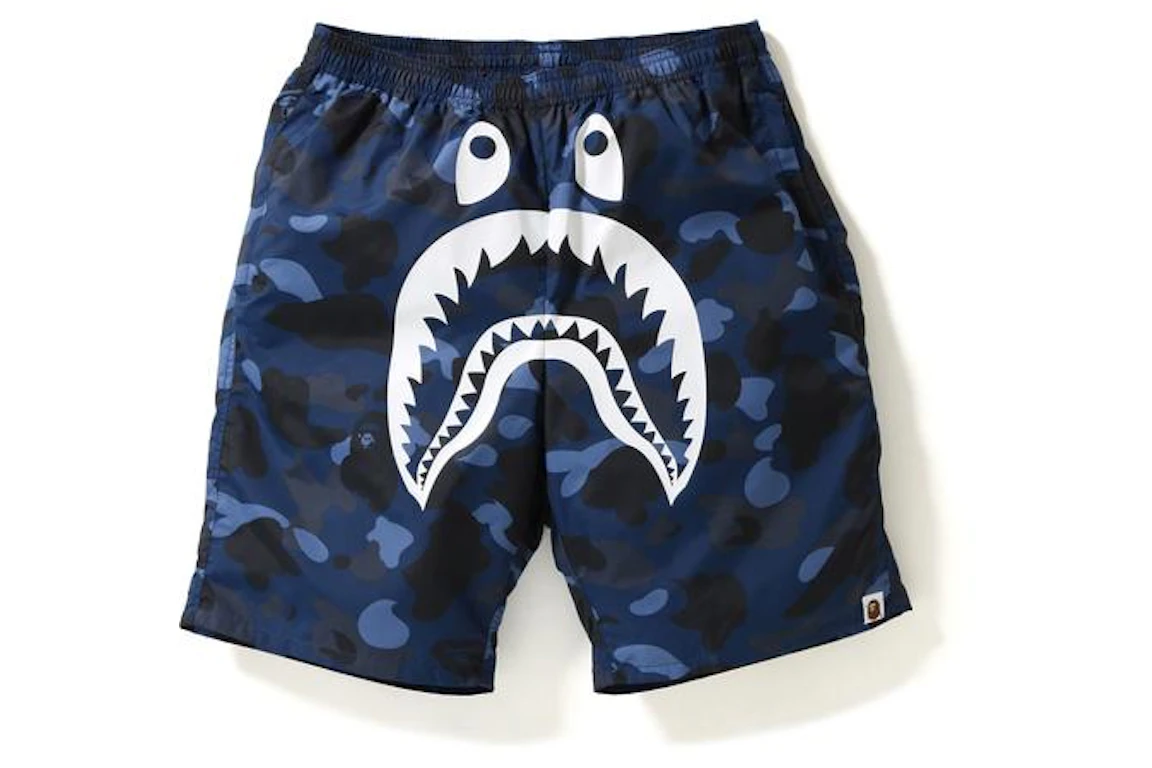 BAPE Color Camo Shark Beach Shorts Navy