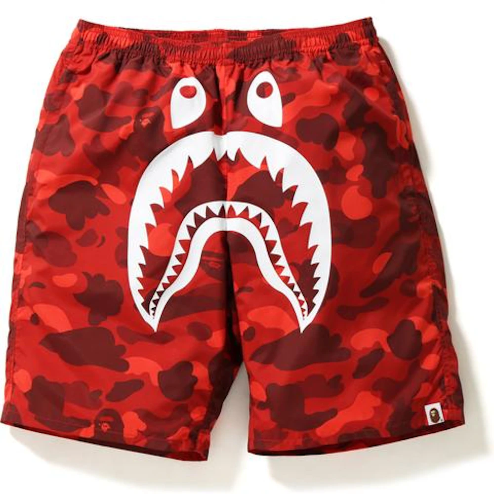 BAPE Color Camo Shark Beach Shorts Red Men's - US