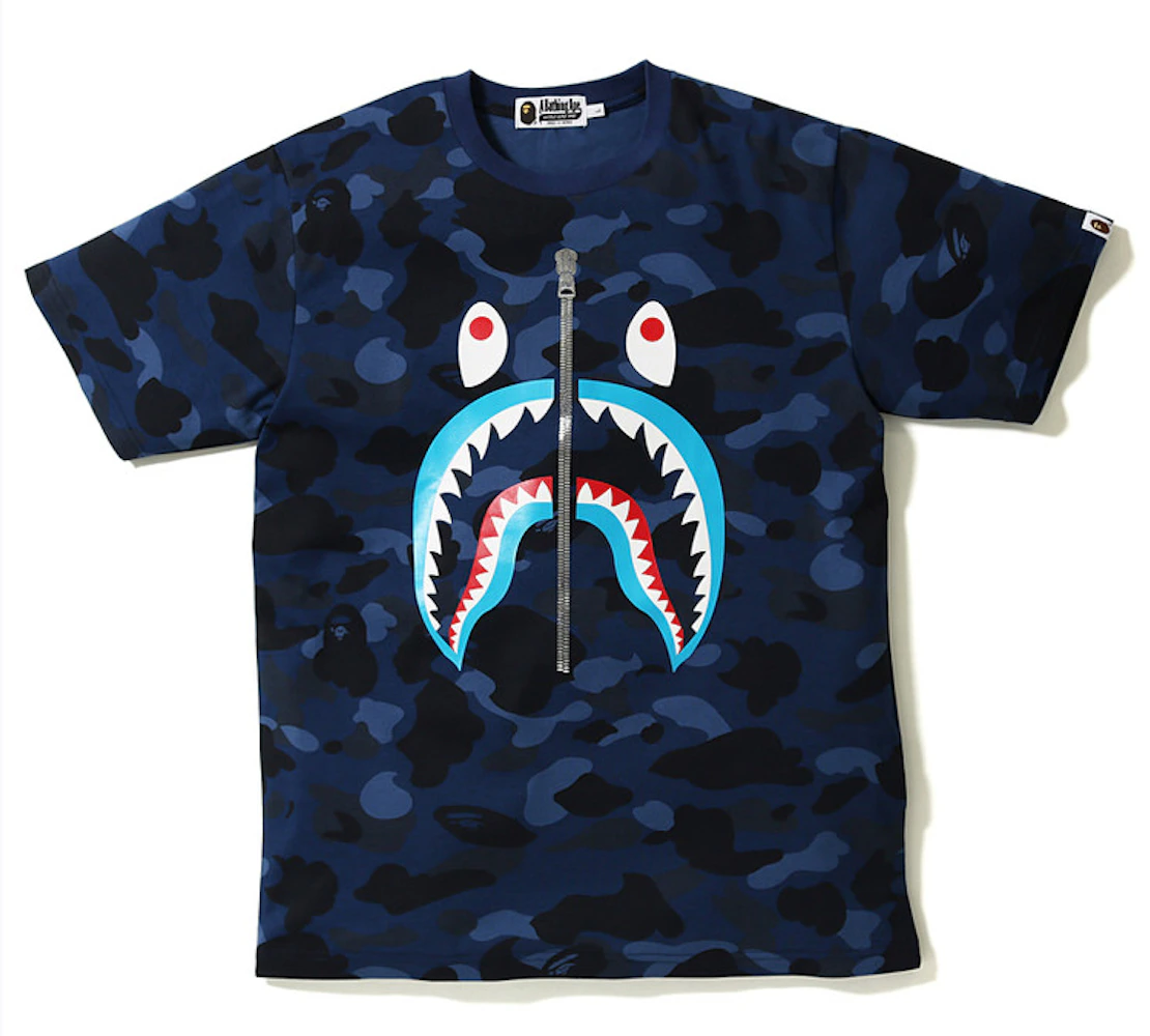 BAPE Color Camo Shark Blue Mouth Tee Navy Men's - SS18 - US