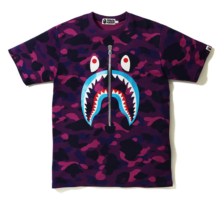 BAPE Color Camo Shark Blue Mouth Tee Purple Men's - SS18 - US
