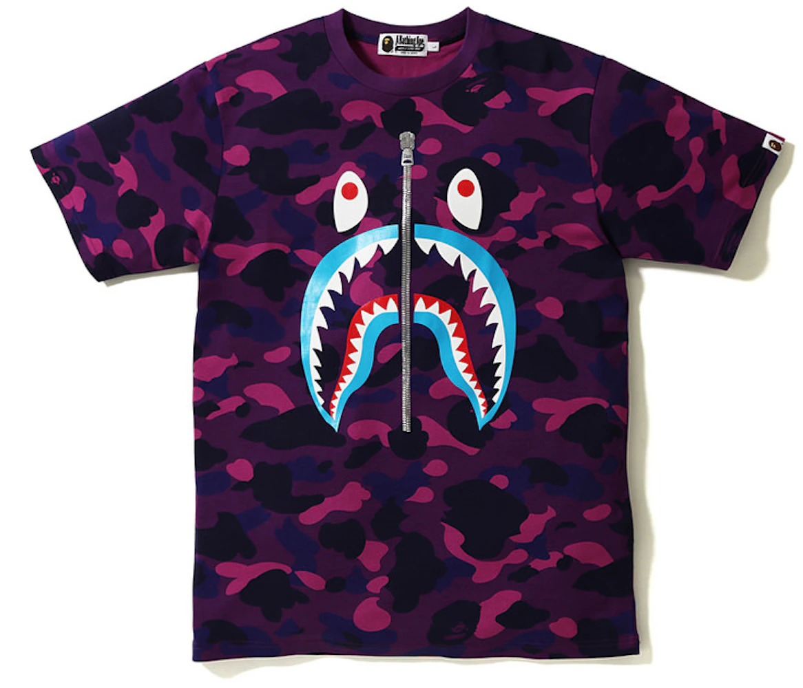 BAPE Color Camo Shark Blue Mouth Tee Purple Men's - SS18 - US