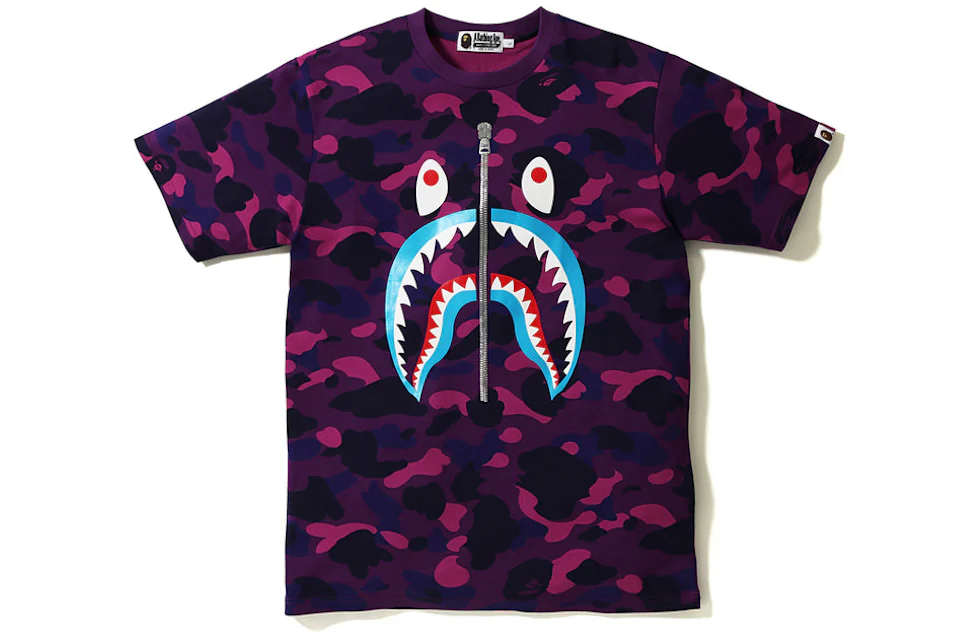 BAPE Color Camo Shark Blue Mouth Tee Purple