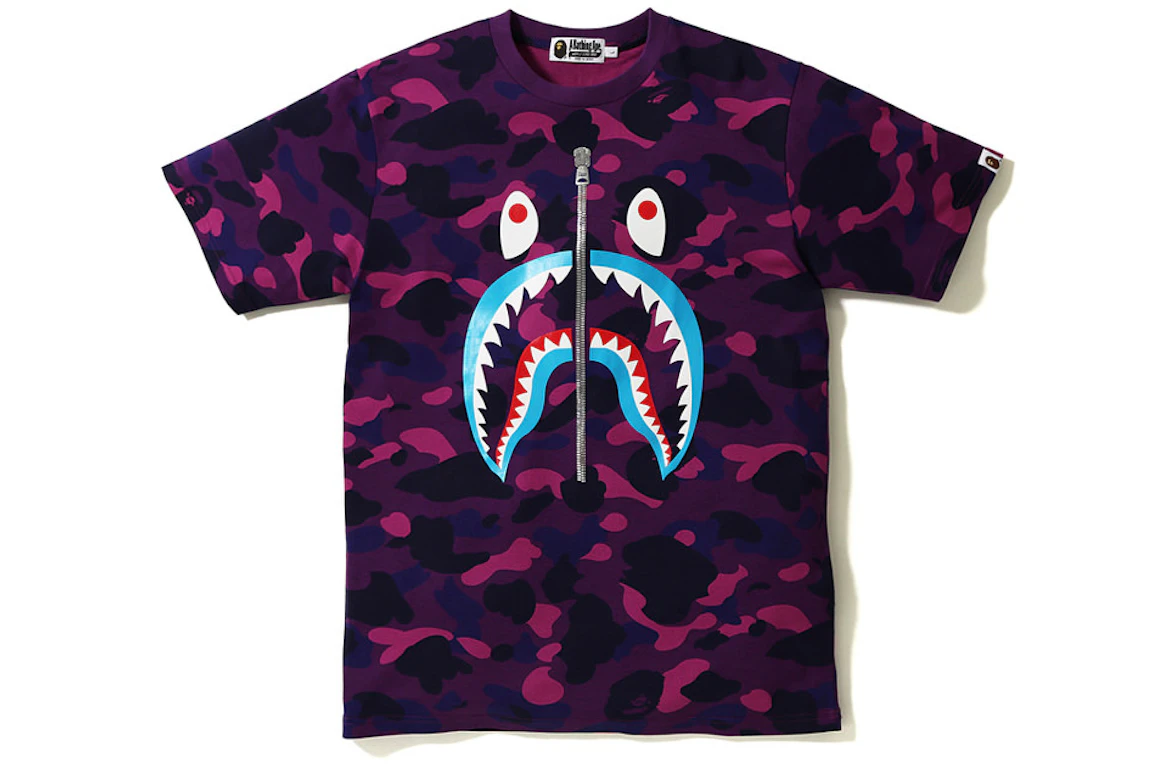 BAPE Color Camo Shark Blue Mouth Tee Purple