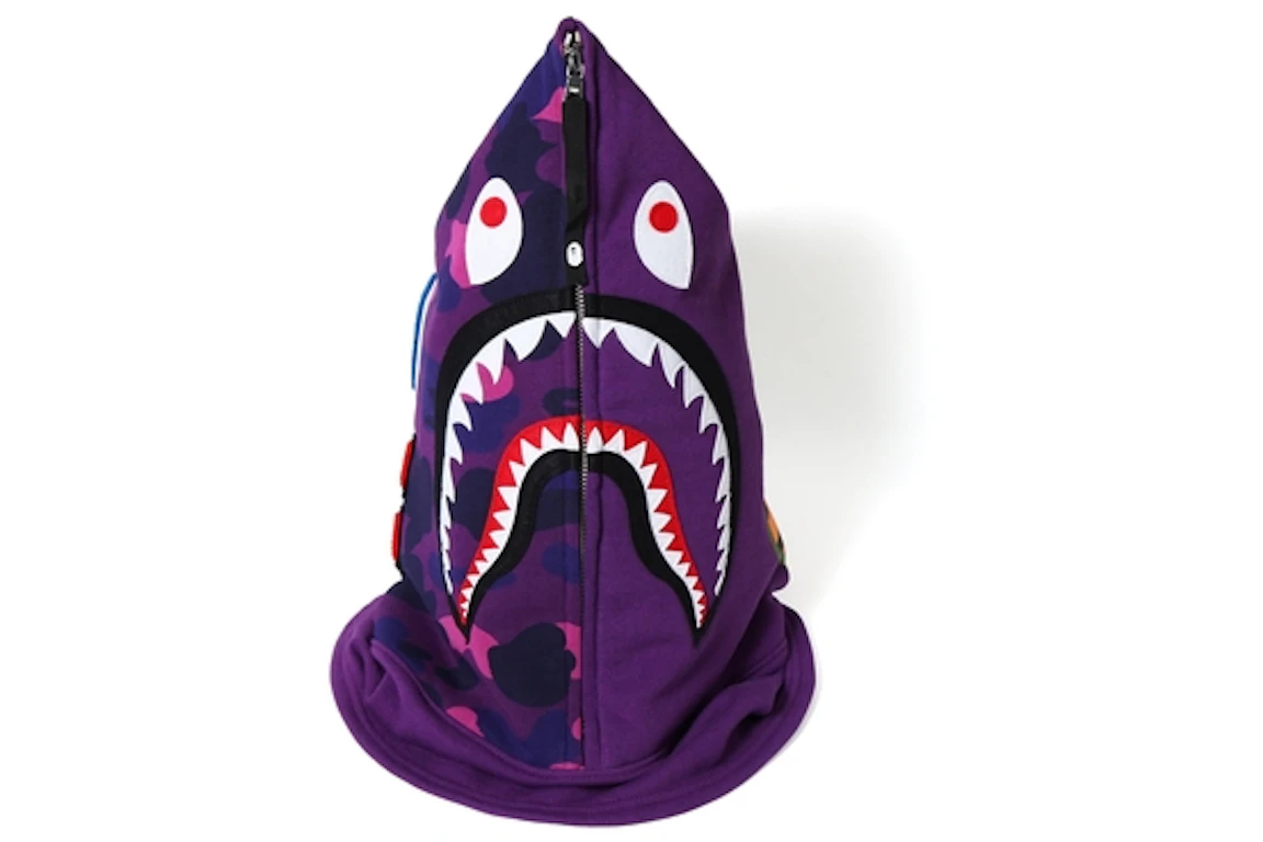 BAPE Color Camo Shark Face Mask Purple