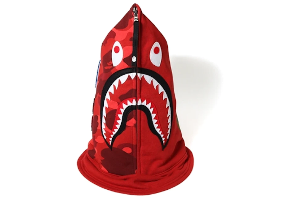 BAPE Color Camo Shark Face Mask Red