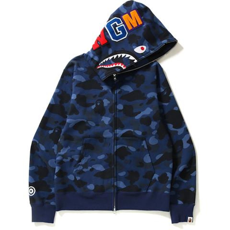 BAPE Color Camo Shark Full Zip Hoodie Blue - US