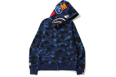 Kapuzenpullover BAPE Color Camo Shark durchgehender Reißverschluss