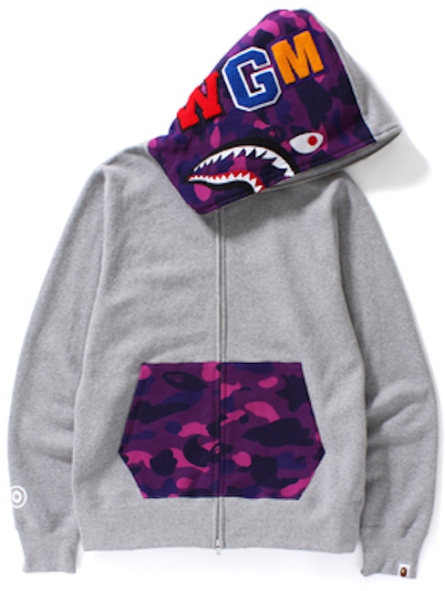 Bape color camo shark full zip hoodie Clearance