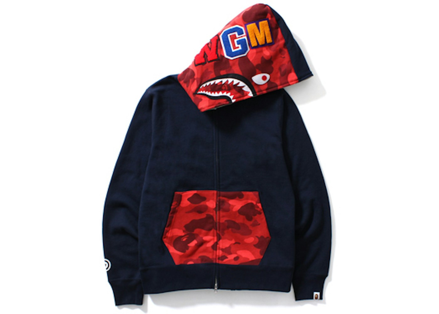 Bape color camo shark full zip hoodie blue Clearance