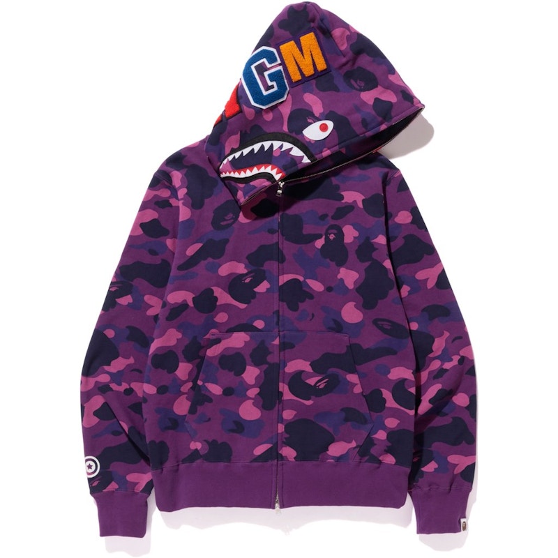 68cmx52cmpurple camo shark hoodie シャークパーカー