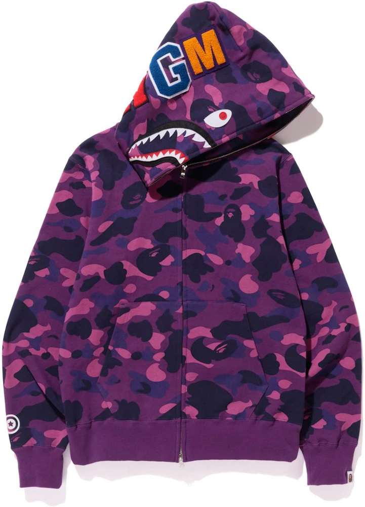 BAPE Color Camo Shark Full Zip Hoodie Purple Men's - Multiple - US