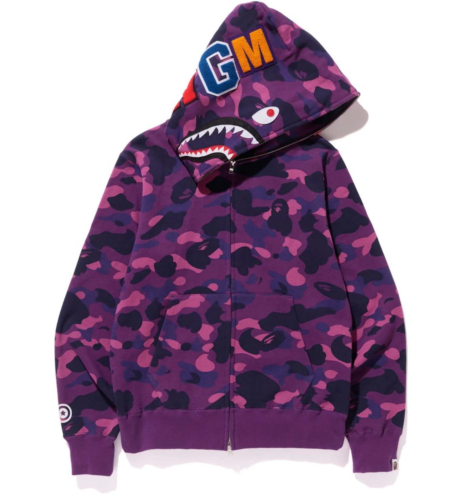 BAPE Color Camo Shark Full Zip Hoodie Purple - IT
