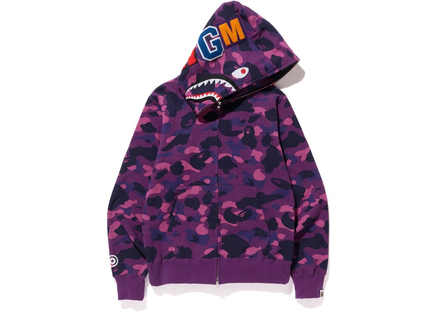 Bape Color Camo Shark Full Zip Hoodie Purple Bape Color Camo Shark Full Zip Hoodie Purple