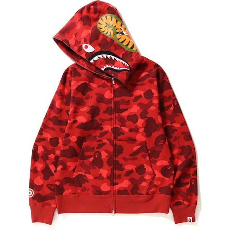 BAPE Color Camo Shark Full Zip Hoodie Red Men's - US