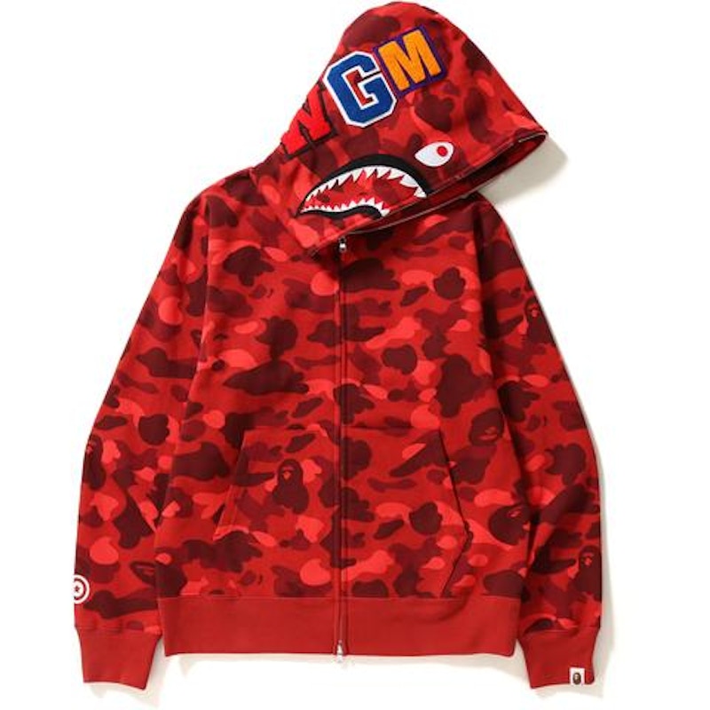 BAPE Color Camo Shark Full Zip Hoodie Red Men's - US