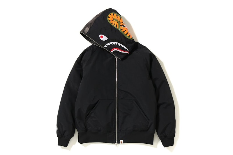 BAPE Color Camo Shark Hoodie Down Jacket Black Men's - FW18 - US