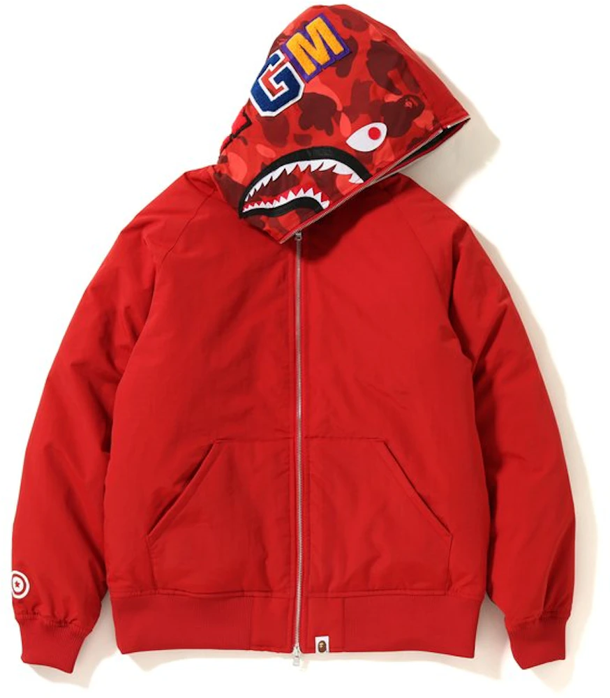 shark hoodie Down jacket red BAPE camo A Bathing Ape Size S