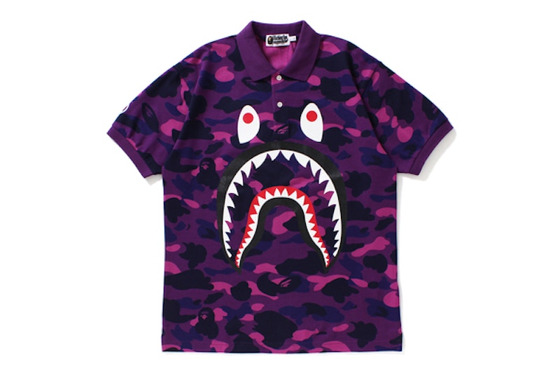 purple bape polo