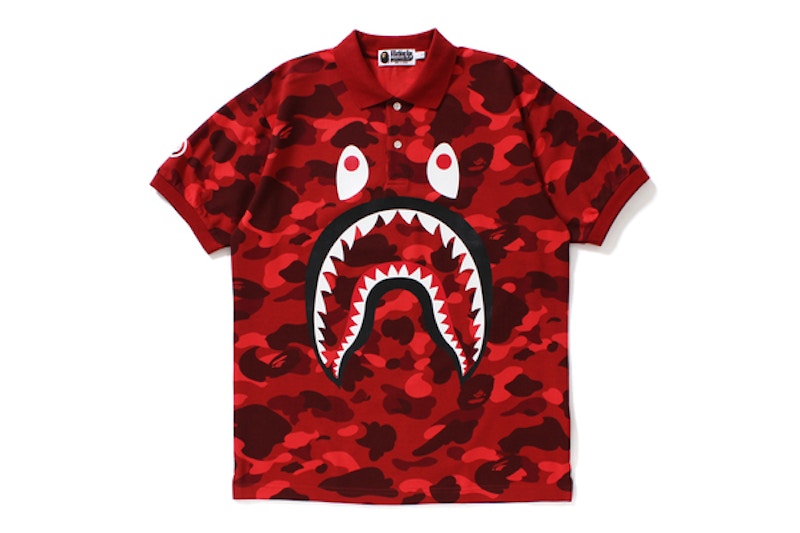 BAPE Color Camo Shark Polo Red Men's - US