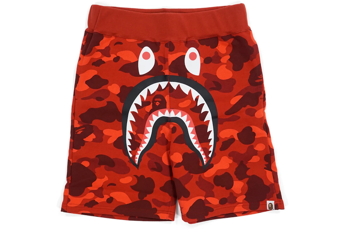 BAPE Color Camo Shark Sweatshorts Red