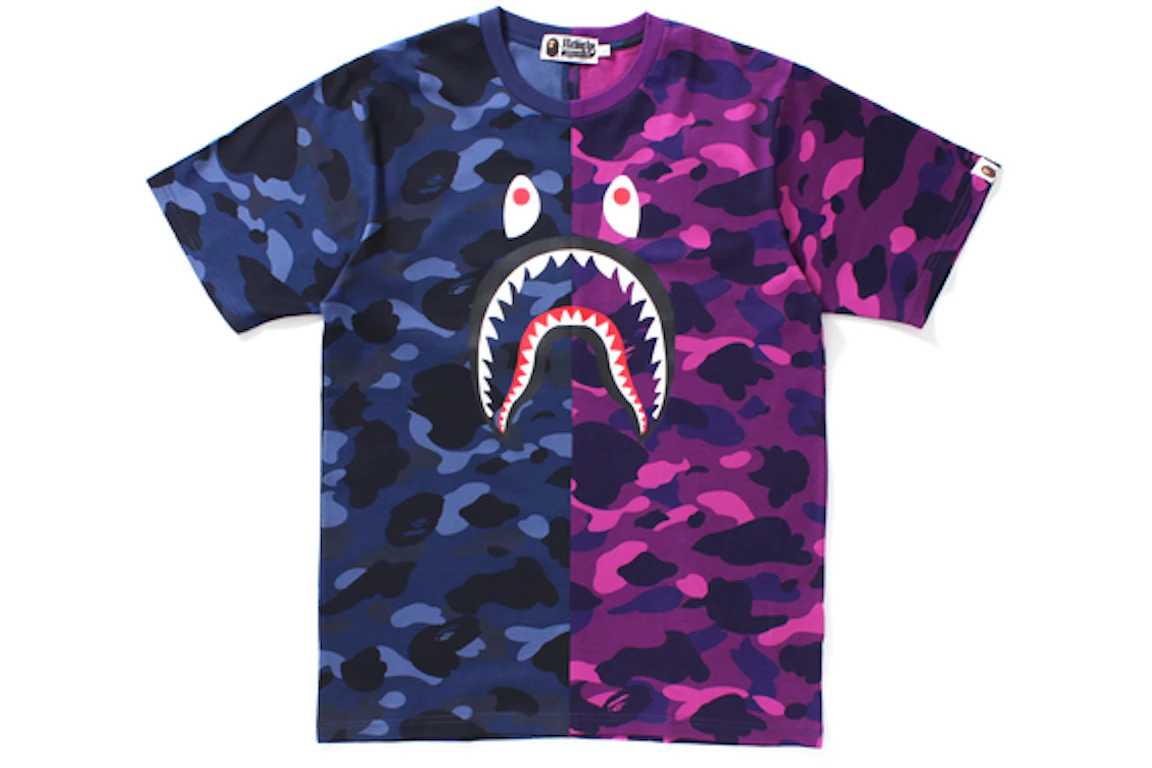 BAPE Color Camo Shark Tee Navy/Purple Camo