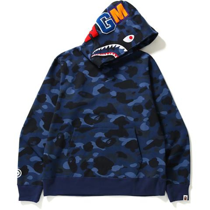 A BATHING APE Kids' Clothes Double Hood Zip Up Hoodie 1ST CAMO Pattern  SHARK JPN