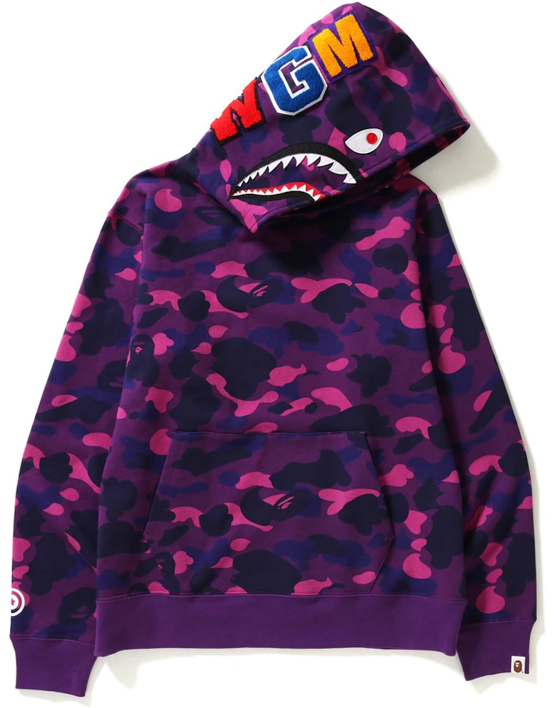 BAPE Color Camo Shark Wide Pullover Hoodie Purple Men's - US