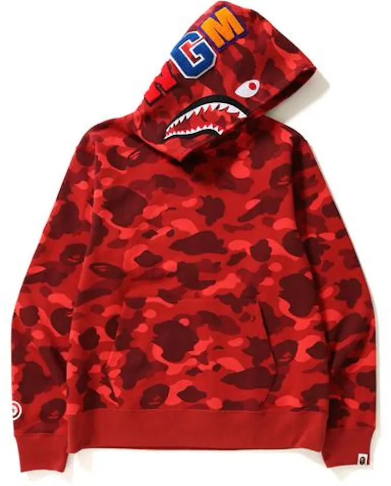 BAPE Color Camo Shark Wide Pullover Hoodie Red Men's - US