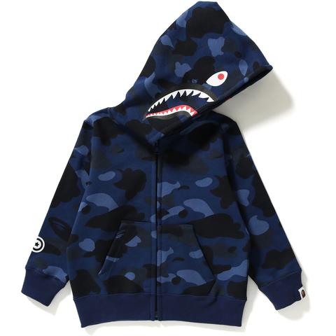 BAPE Color Camo Shark Zip Hoodie (Kids) Navy キッズ - JP