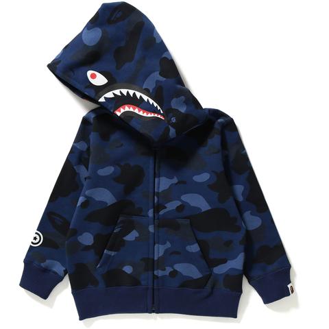 BAPE Color Camo Shark Zip Hoodie (Kids) Navy - US