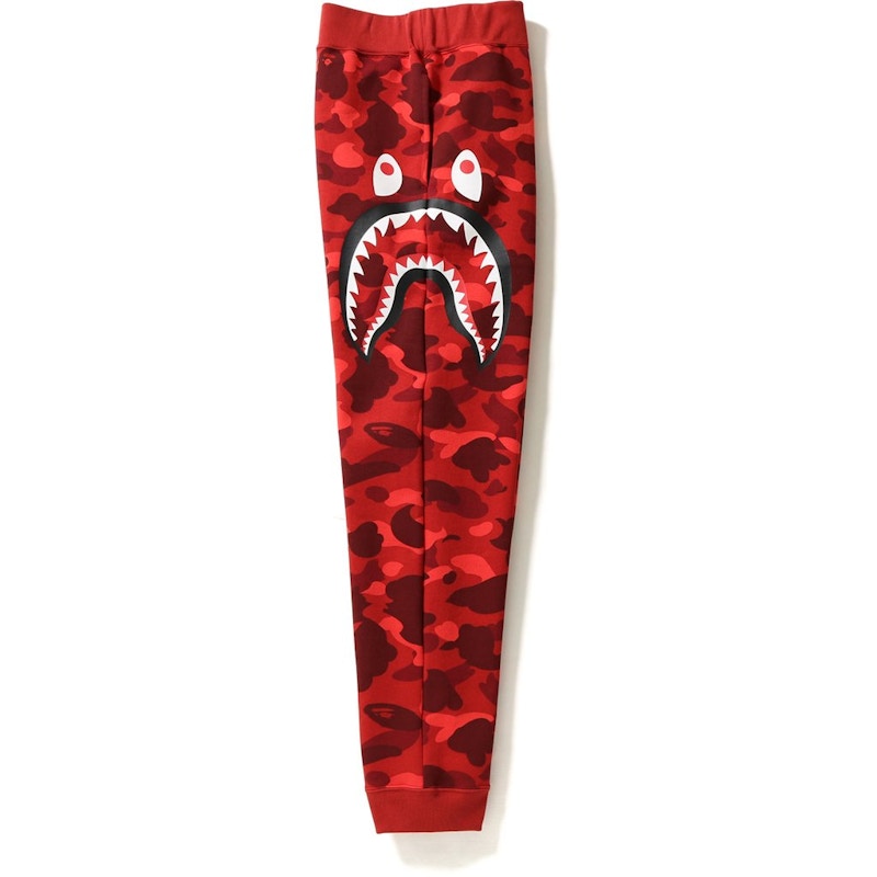 BAPE Color Camo Side Shark Slim Sweat Pants Pants Red Men's - US