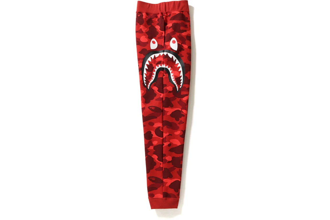 BAPE Color Camo Side Shark Slim Sweat Pants Pants Red