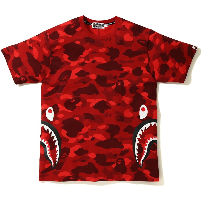 BAPE Color Camo Side Shark Tee Red Men's - SS18 - US