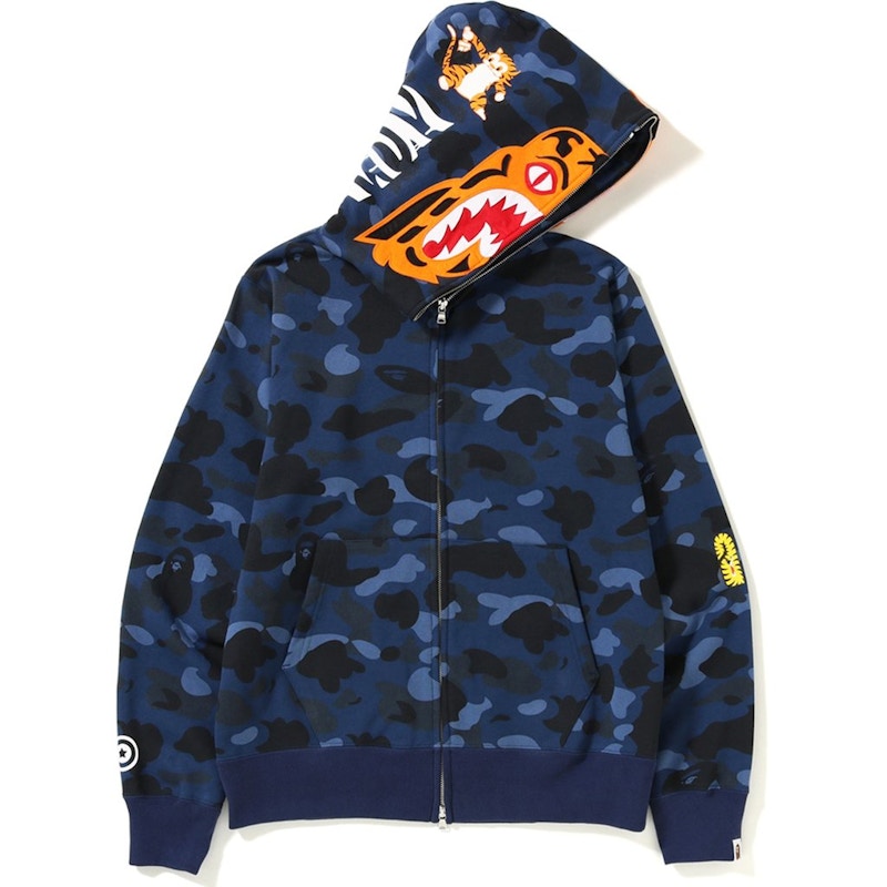 BAPE Color Camo Tiger Full Zip Hoodie Blue Men's - FW18 - US