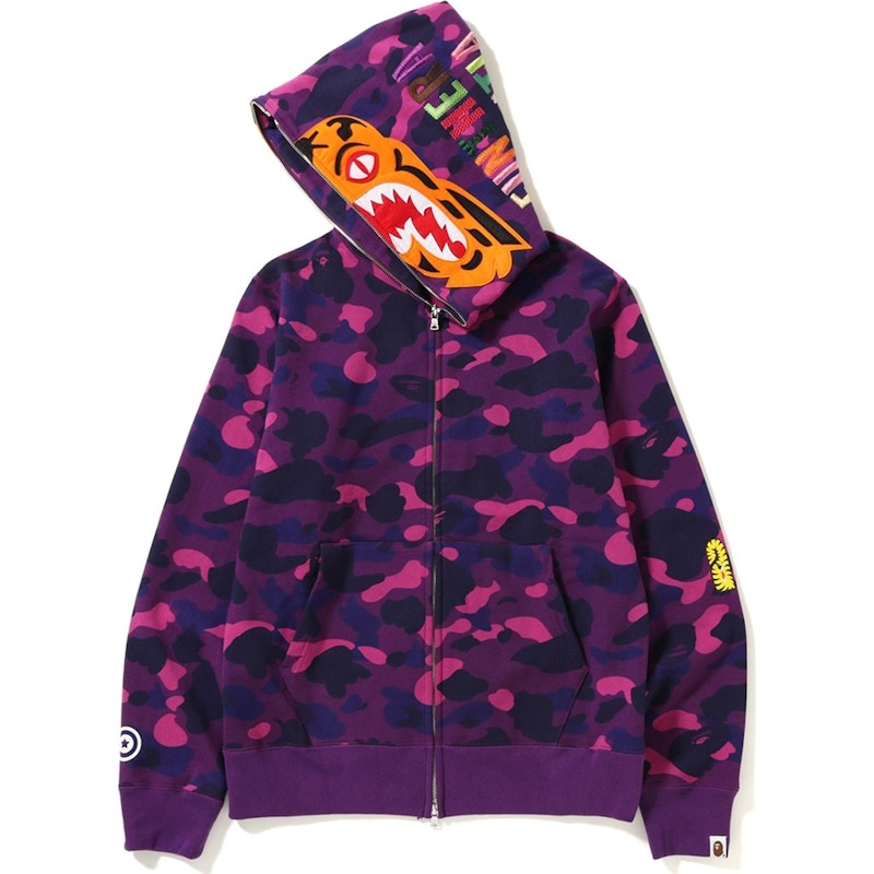 BAPE Color Camo Tiger Full Zip Hoodie FW18 Purple Men s FW18 US