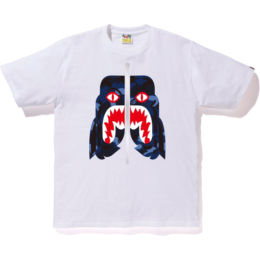 BAPE Color Camo Tiger Tee White/Blue Men's - SS19 - US