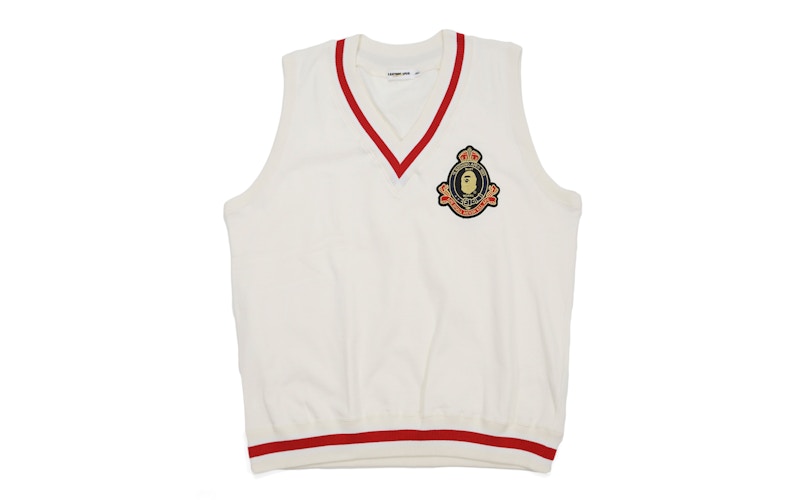 BAPE Crest V-Neck Sweater Vest Ivory Men's - US