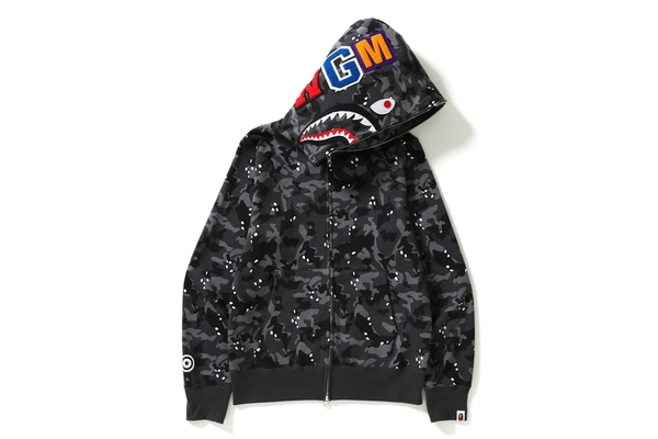 BAPE Desert Camo Shark Full Zip Hoodie Black - CN