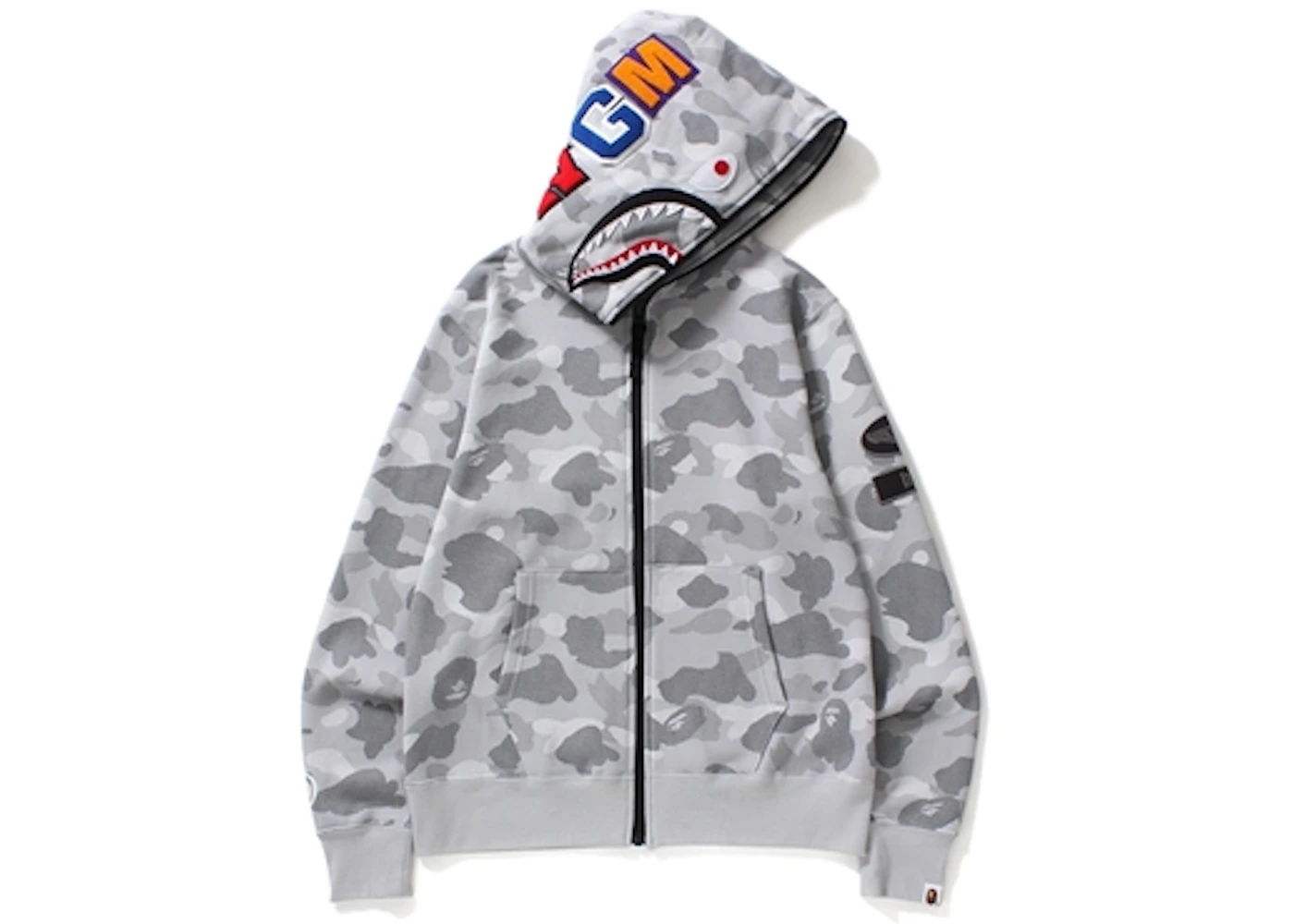 White and grey bape hoodie Clearance