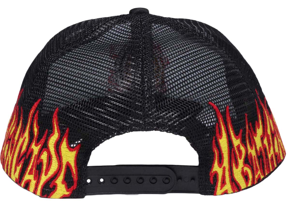 Bape Embroidery Fire Logo Trucker Cap Black