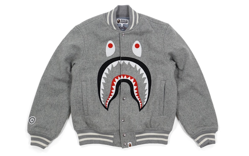 BAPE Front Facing Shark Wool Varsity Grey