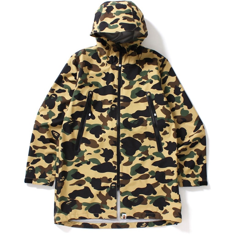Pre-owned Bape Gore-tex 1st Camo Long Hoodie Jacket Jacket Yellow