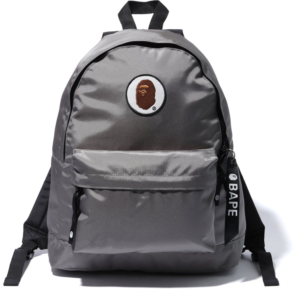 BAPE Happy New Year Ape Head Patch Backpack Grey Men's