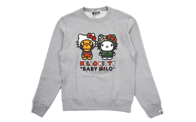 BAPE Sanrio Hello Kitty Milo Couple Crewneck Sweatshirt Grey Men's