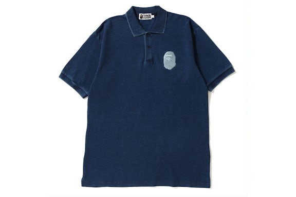 BAPE Indigo Large Ape Head Wide Polo Blue