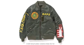 BAPE Keith Haring Light Weight Ma-1 Olive Drab