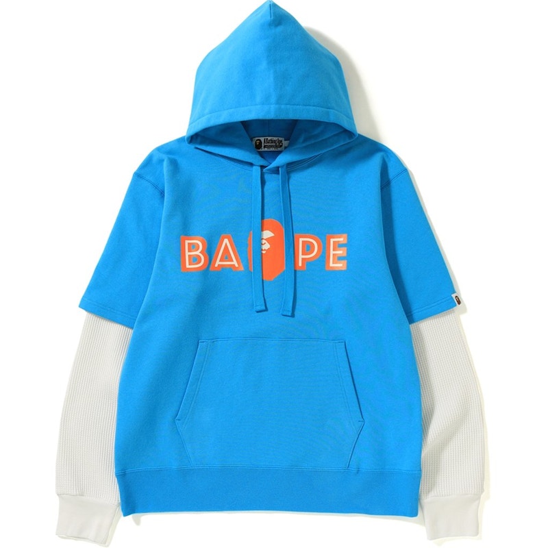 BAPE Layered Mad Face Wide Pullover Hoodie Sax Men's - FW18 - US